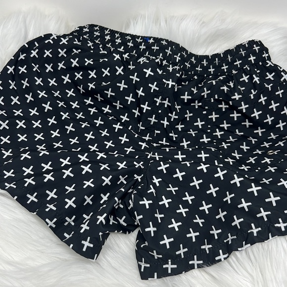 NOS Beachwear Graphic Print Trunk Men’s Medium Black Swim Shorts - Picture 6 of 8